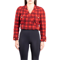 Chanel Vintage Plaid Cropped Wool Jacket