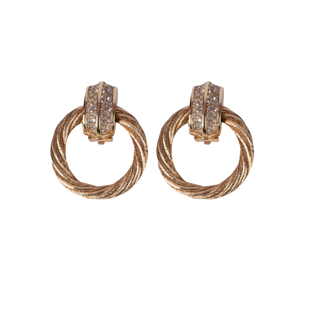 Christian Dior Vintage Circle Golden Earrings