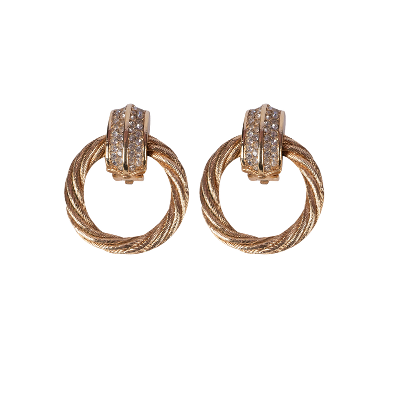 Christian Dior Vintage Circle Golden Earrings