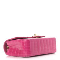 Shiny Alligator Mini Flap Pink