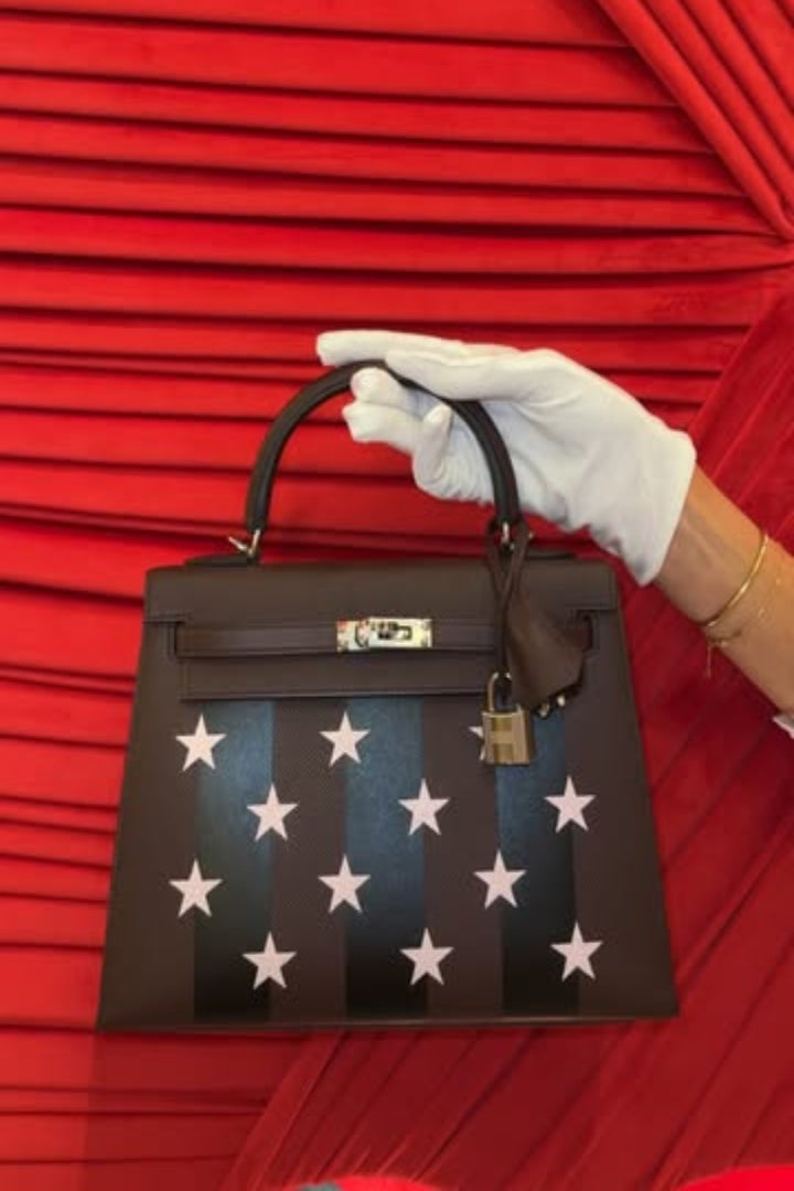 Hermès Kelly 28 So Black Stars and Stripes Epson Ruthenium Hardware