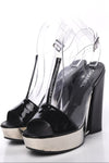 Patent PVC Peep Toe Wedge Sandals Transparent Black