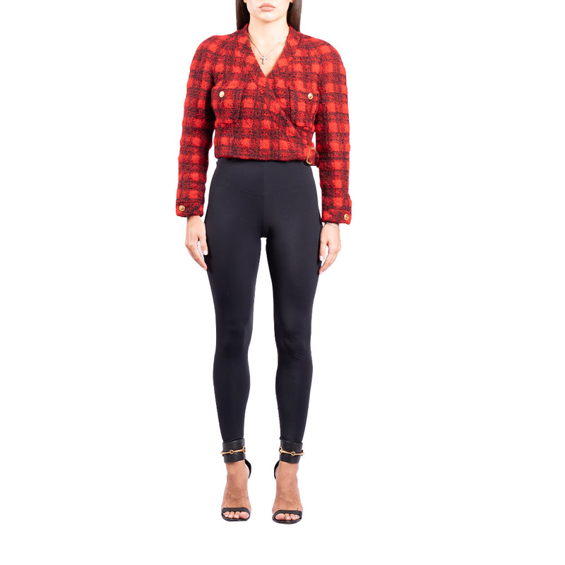 Chanel Vintage Plaid Cropped Wool Jacket