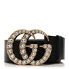 Gucci Black Leather GG Crystals Wide Belt