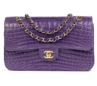 Flap Bag in Purple Alligator leather