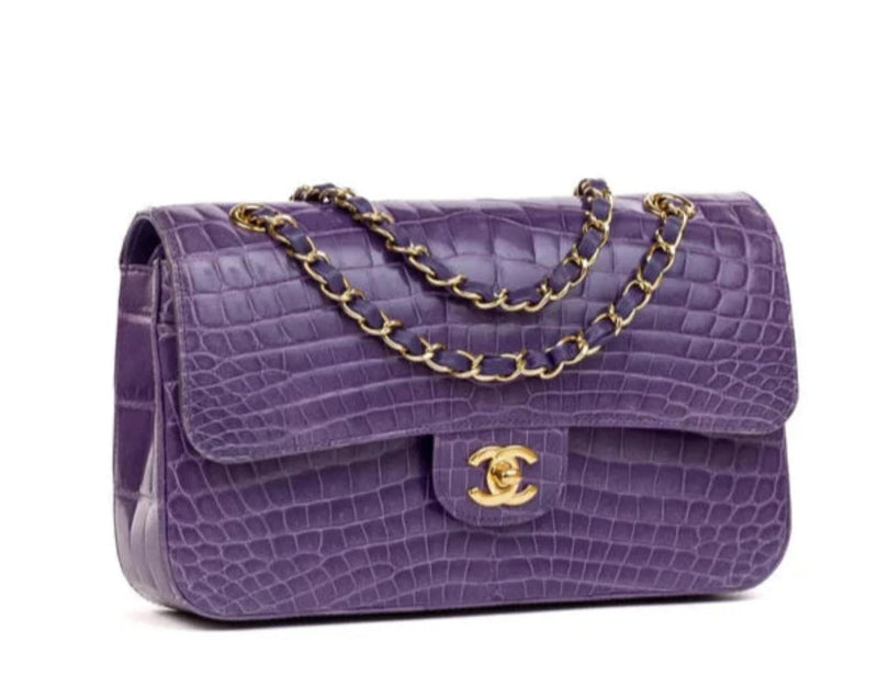 Flap Bag in Purple Alligator leather