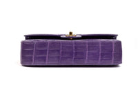 Flap Bag in Purple Alligator leather