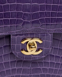 Flap Bag in Purple Alligator leather