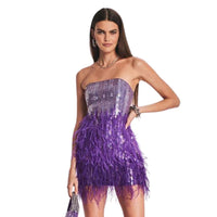 Anastasia Sequin Feather Dress