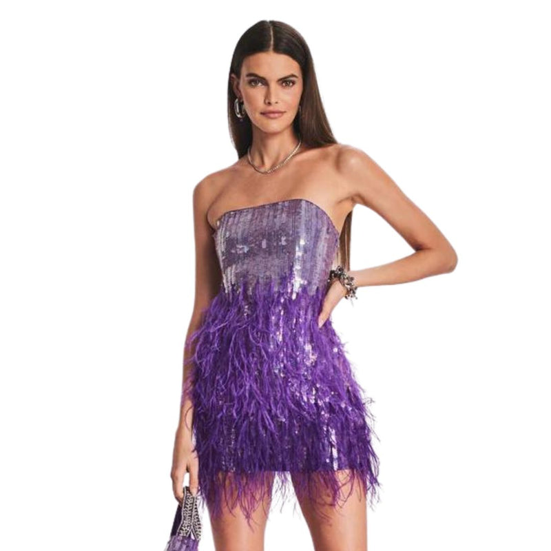 Anastasia Sequin Feather Dress