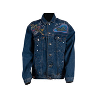 Vintage Denim Jacket with Studs and Prints