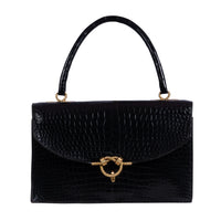 Vintage Handbag In Black Croco