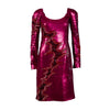 Vintage Pink And Red Sequins Evening Dress