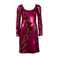 Vintage Pink And Red Sequins Evening Dress