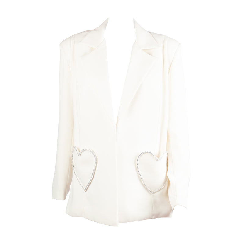 Heart Diamanté Blazer White