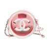 Pink PVC Lambskin Round Clutch With Chain 2019