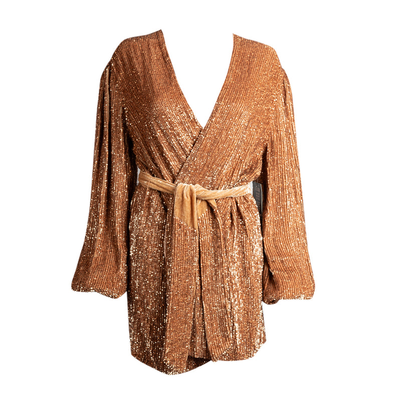 Gabrielle Sequin Robe Bronze