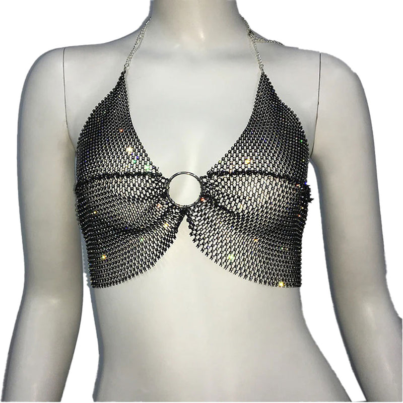 Rhinestone Body Chain Bra