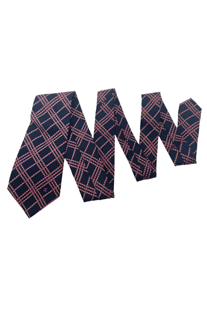 Chanel Tie Silk Black Pink