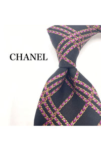 Chanel Tie Silk Black Pink
