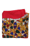 Chanel Jewelry Pattern Silk Gold Red Scarf
