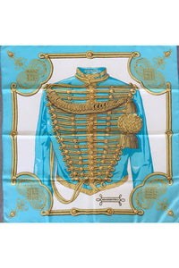 Hermès Brandebourgs Turquoise Silk Scarf