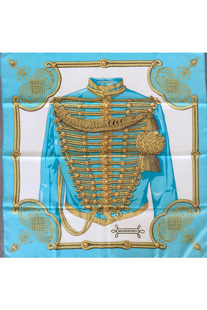 Hermès Brandebourgs Turquoise Silk Scarf