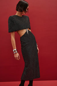 Antonia Cut Out Cape Velvet Dress