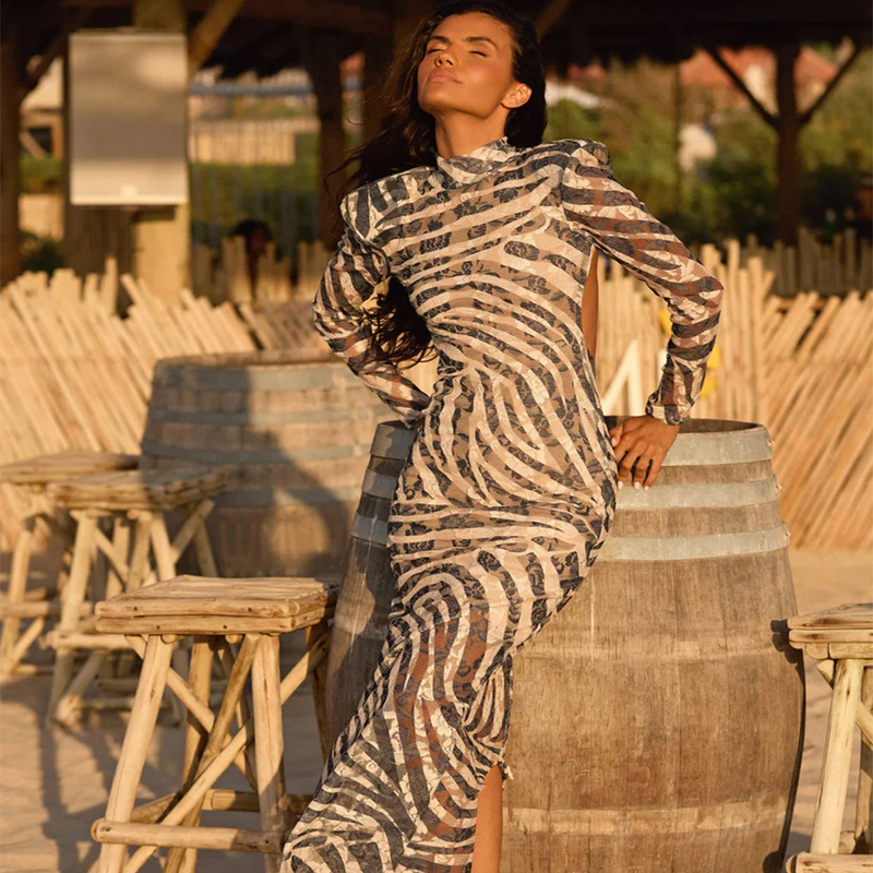 Zebra Lace Maxi Dress