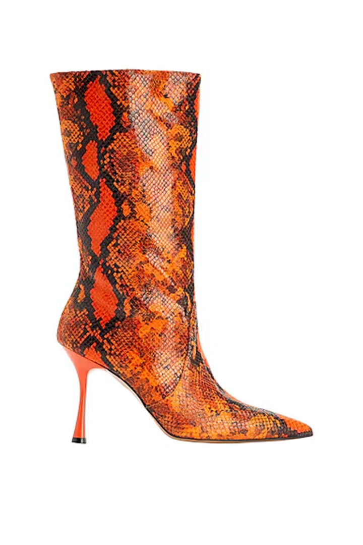 Python Leather Heeled Boots