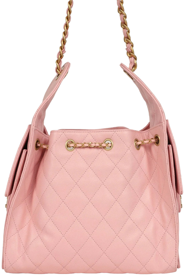 25 Hobo Bag Light Pink Caviar Antique Gold Hardware