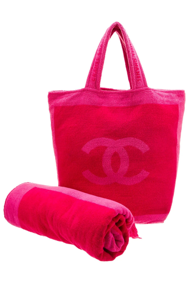 Chanel Beach Bag & Towel Bag Bath Towel Set Pink