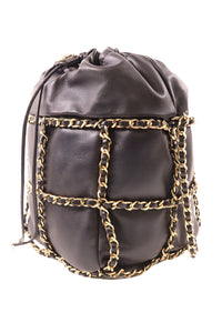 Vintage CC GHW Bucket Bag Chain Shoulder Bag Lambskin Leather Black