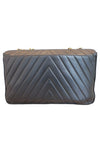 V Stitch Chain Shoulder Bag Lambskin Black