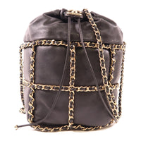 Vintage CC GHW Bucket Bag Chain Shoulder Bag Lambskin Leather Black