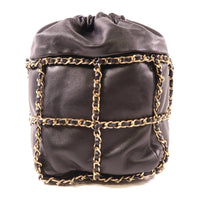 Vintage CC GHW Bucket Bag Chain Shoulder Bag Lambskin Leather Black