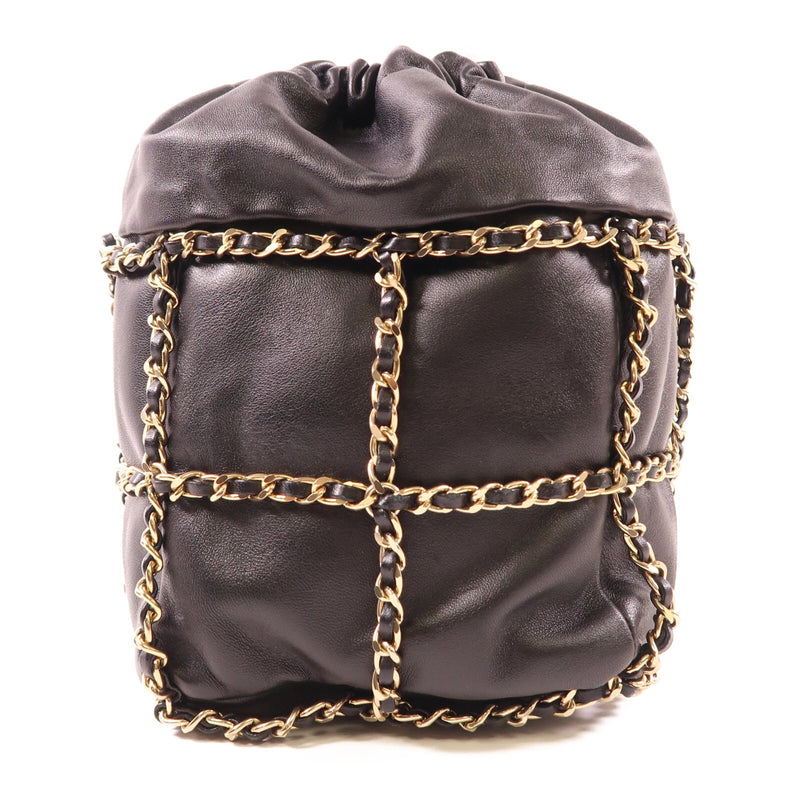 Vintage CC GHW Bucket Bag Chain Shoulder Bag Lambskin Leather Black