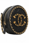 Matelasse Quilted Filigree Lambskin Chain Shoulder Bag Black