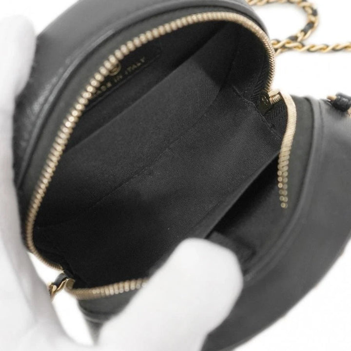 Matelasse Quilted Filigree Lambskin Chain Shoulder Bag Black