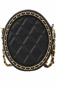 Matelasse Quilted Filigree Lambskin Chain Shoulder Bag Black