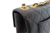 Vintage Matelasse Quilted Single Flap Lambskin Chain Shoulder Bag Black