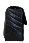 V Stitch Chain Shoulder Bag Lambskin Black