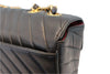 V Stitch Chain Shoulder Bag Lambskin Black