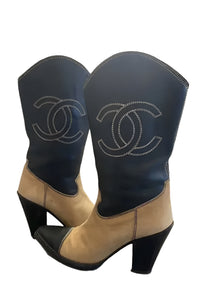 Chanel Leather cowboy boots