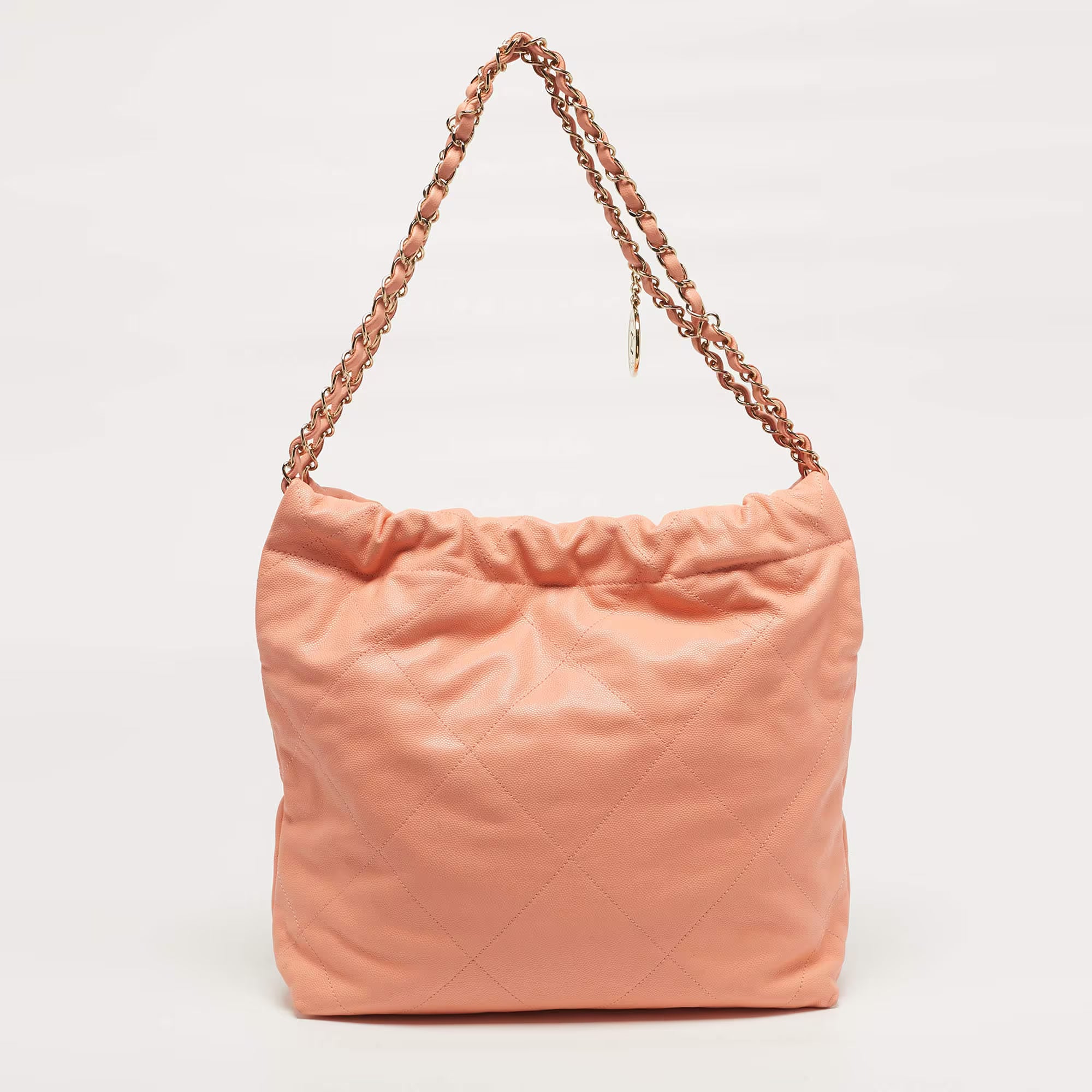 New Chanel 22 Small Caviar Peach Bag