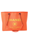 (New) Orange Canvas Deauville MM Tote Bag