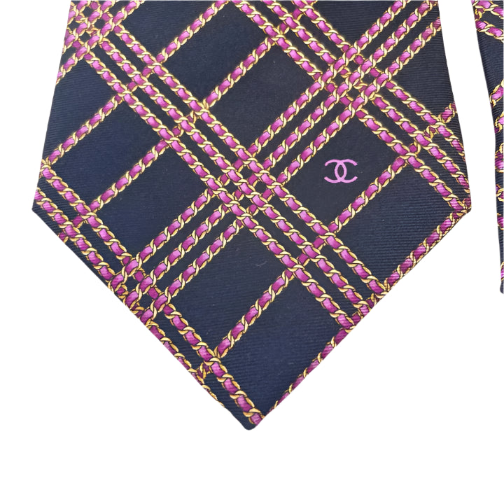 Chanel Tie Silk Black Pink