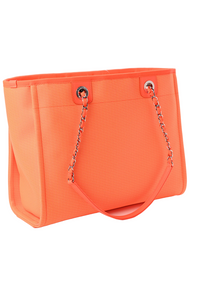(New) Orange Canvas Deauville MM Tote Bag