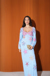 Crescent Shell Bell Sleeve Dress