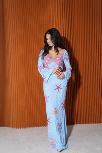 Crescent Shell Bell Sleeve Dress
